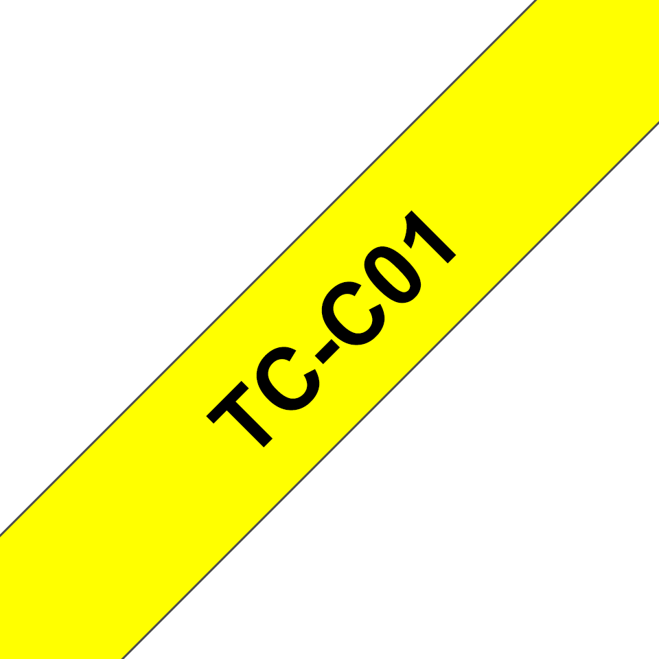 Original TC-C01 fluoreszierende Schriftbandkassette von Brother – Schwarz auf Gelb, 12 mm breit